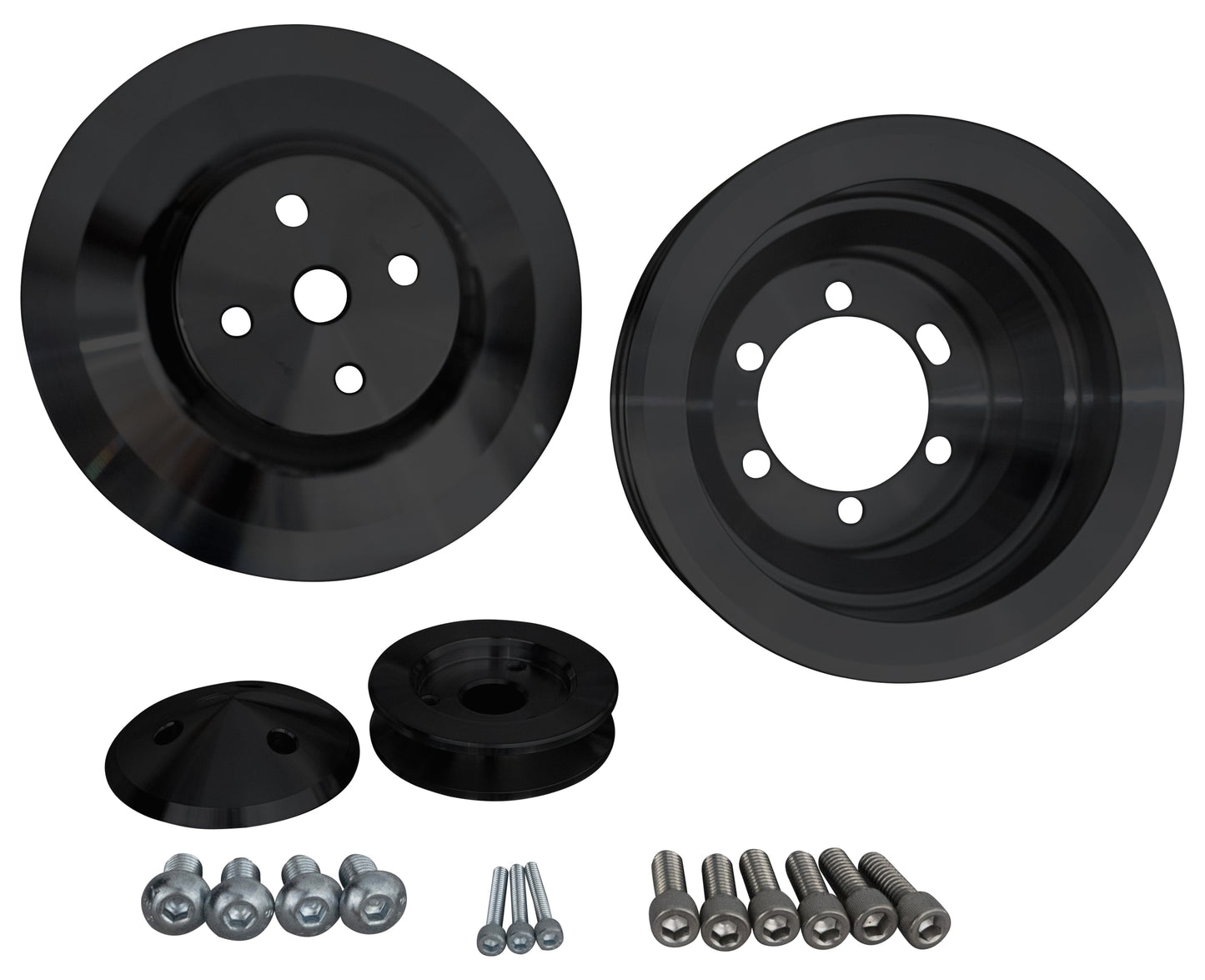 Big Block Chrysler High Flow V-Belt Pulley Kit - Black (2V)