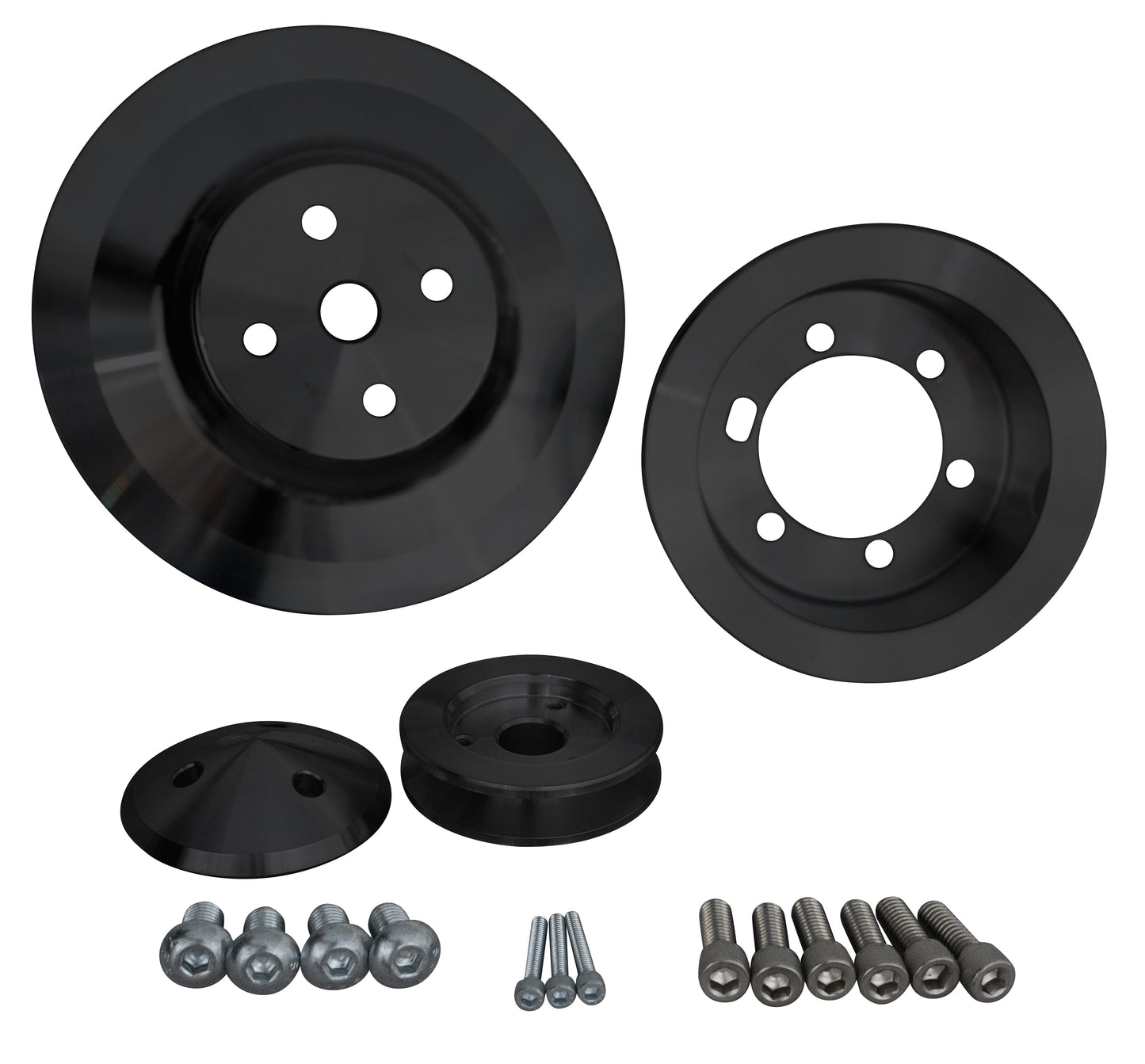 Big Block Chrysler Performance Ratio V-Belt Pulley Kit; Fluid Damper; Black (2V)
