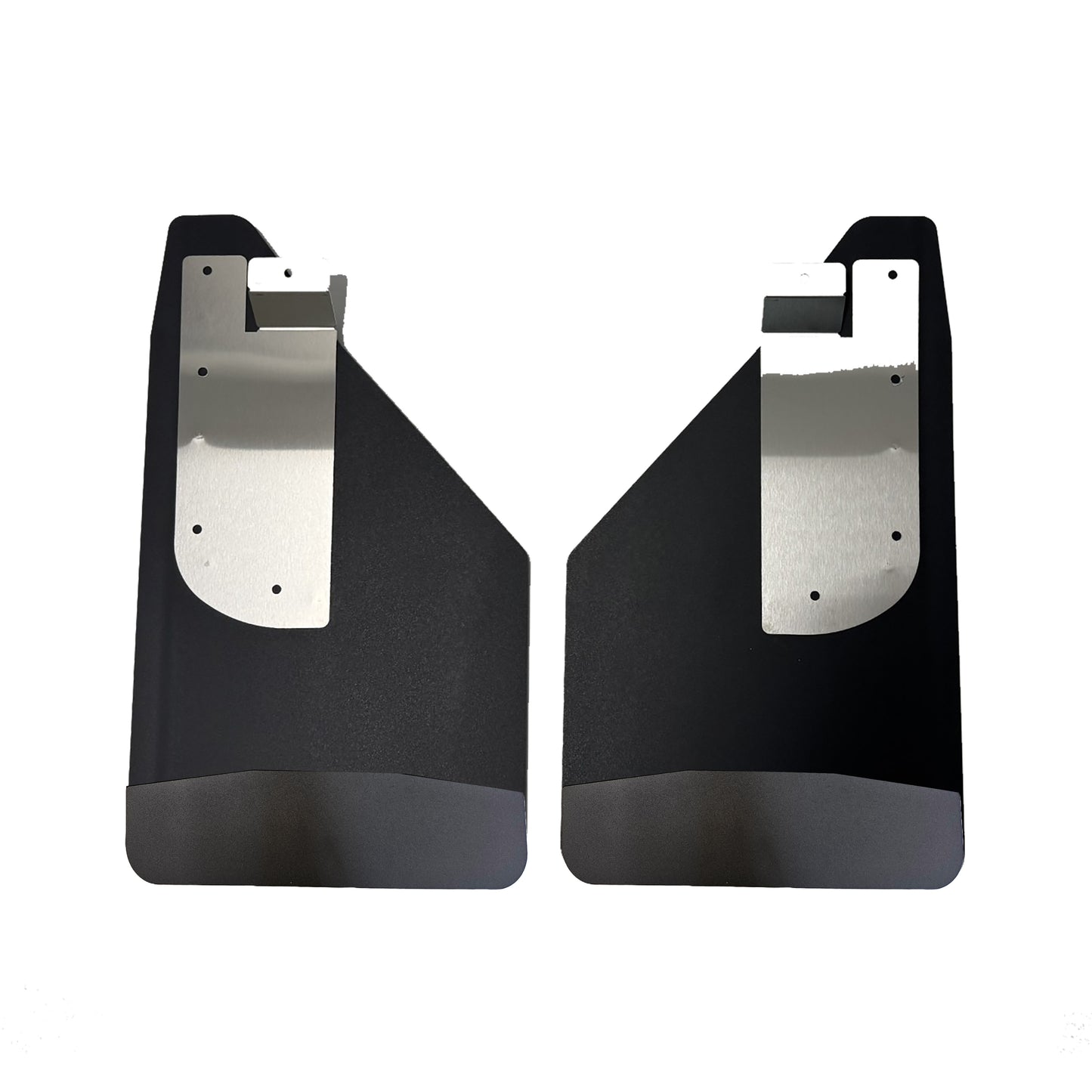 No Drill Specific Design Front Mud Flaps For The 17+ Super Duty F250 F350 F450 And F550 Pickups With Black-Powder Coated Stainless Steel Weights Pre-Installed - 12"W X 20.5"H