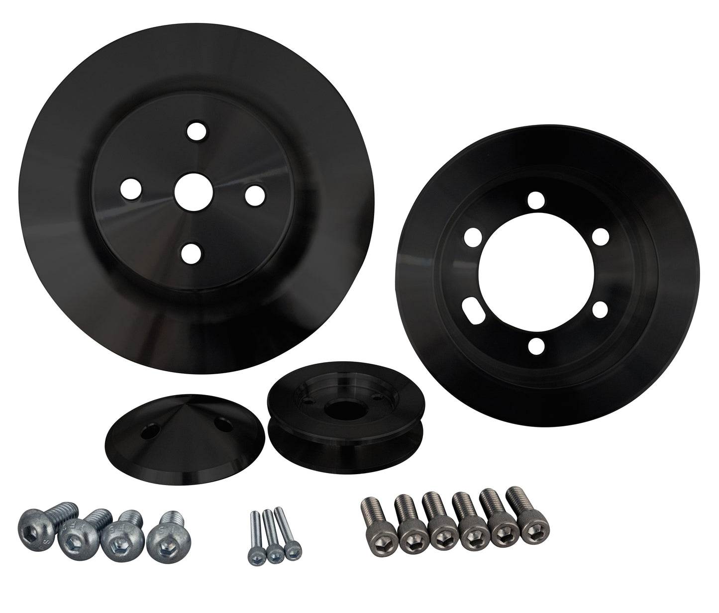 Small Block Chrysler (273 - 318 - 340) V-Belt Pulley Kit - Black (1V)