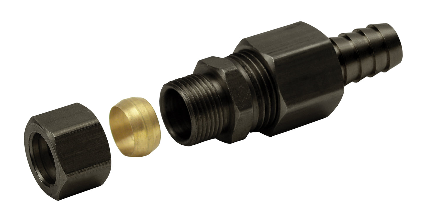 Universal 1/2" Transmission Cooler Line To 3/8" Hose Barb Compression Fitting