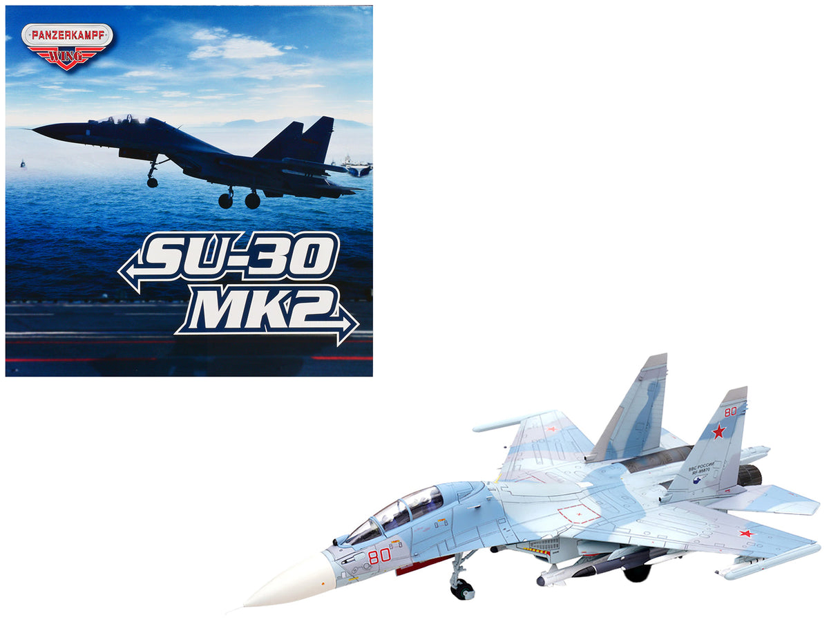 Sukhoi Su-30M2 Flanker-C Fighter Aircraft #80 "Russian Air Force" "Wing" Series 1/72 Diecast Model by Panzerkampf free shipping USA