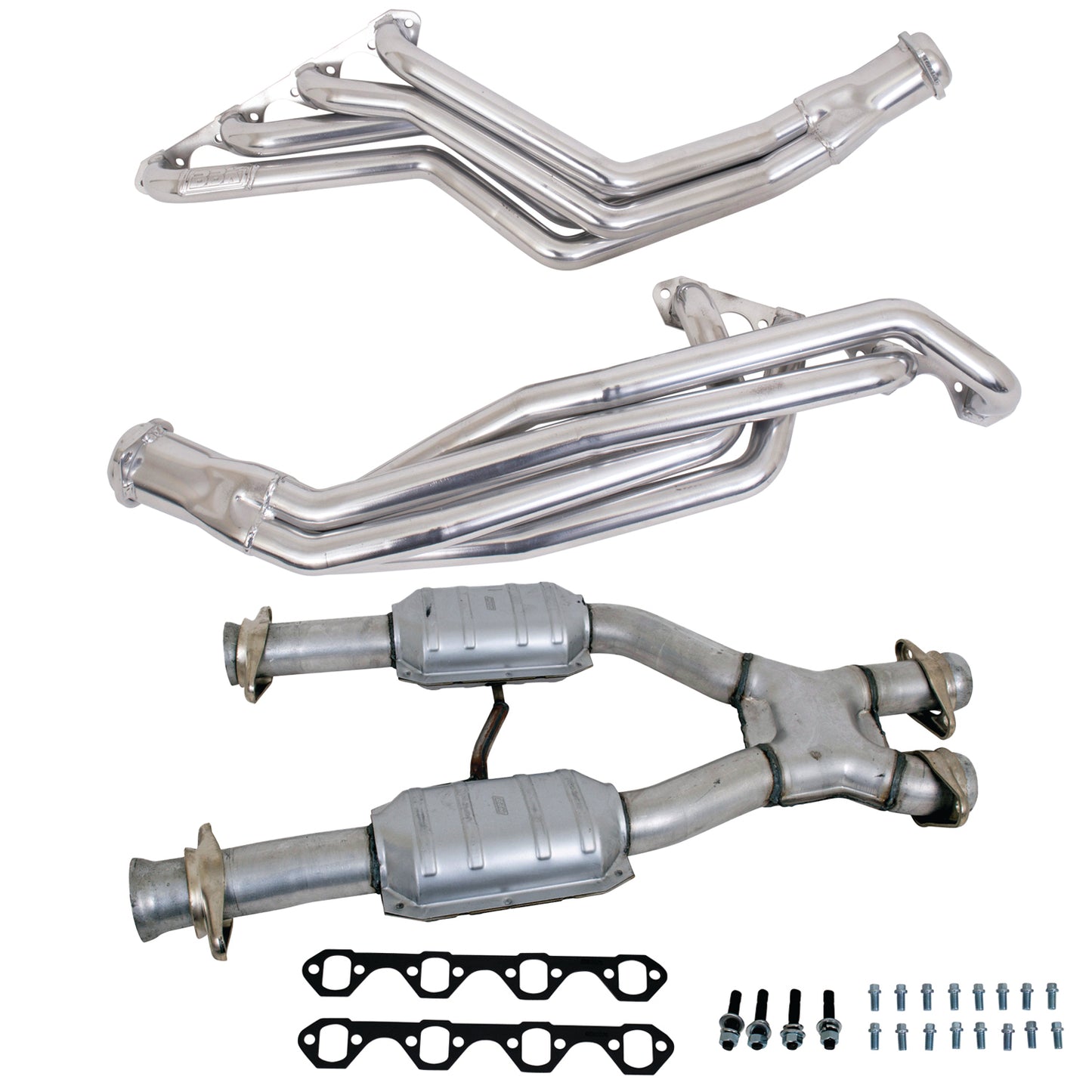 15163 79-93 MUSTANG 5.0 1-5/8 LONG TUBE HEADERS PLUS MID PIPE (SILVER CERAMIC)