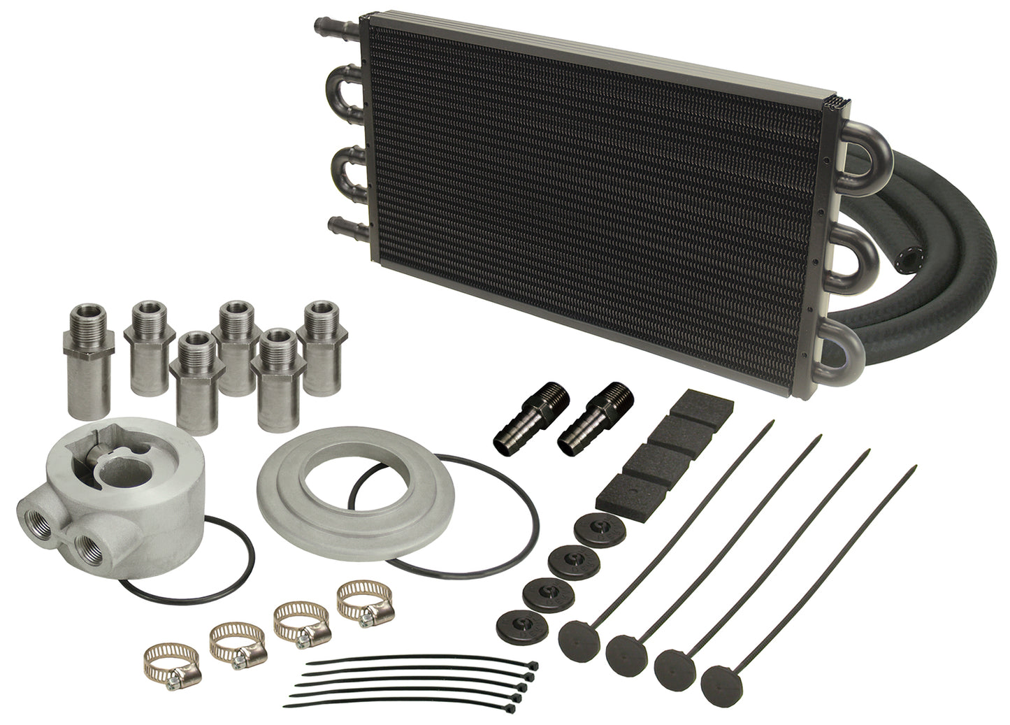 6 Pass Series 7000 Alum/Copper Universal Engine Oil Cooler Kit Sandwich Adapter