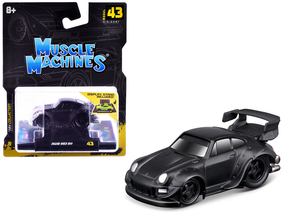 RWB 993 911 Matt Black 1/64 Diecast Model Car by Muscle Machines free shipping USA