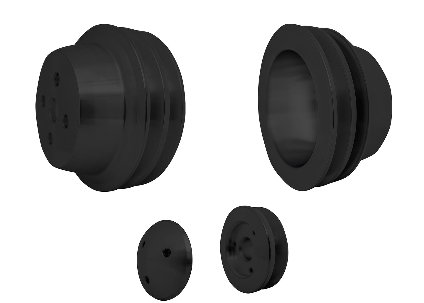 Small Block Ford High Flow Pulley Kit - 3 Bolt - Early - Black