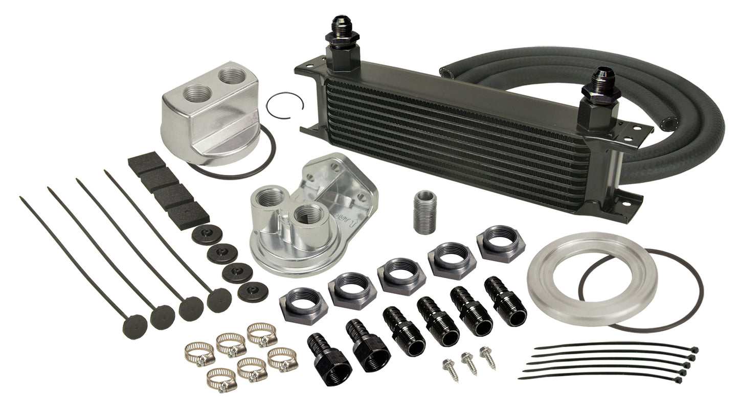 10 Row Series 10000 Stack Plate Universal Engine Oil Cooler Kit Spin On Adapter