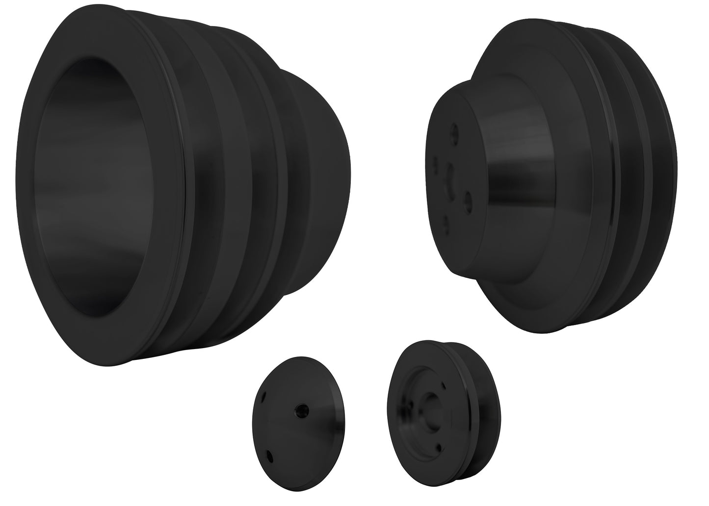 Small Block Ford Pulley Kit - 3V - 3 Bolt - Early - Black