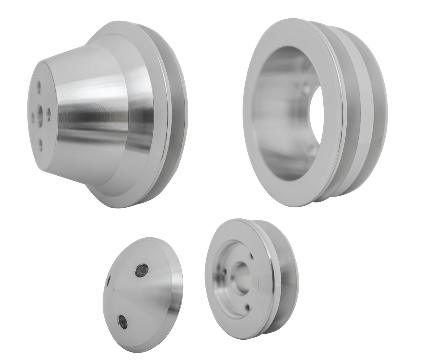 Small Block Ford V-Belt Pulley Kit - 2V Crank 4 Bolt Late