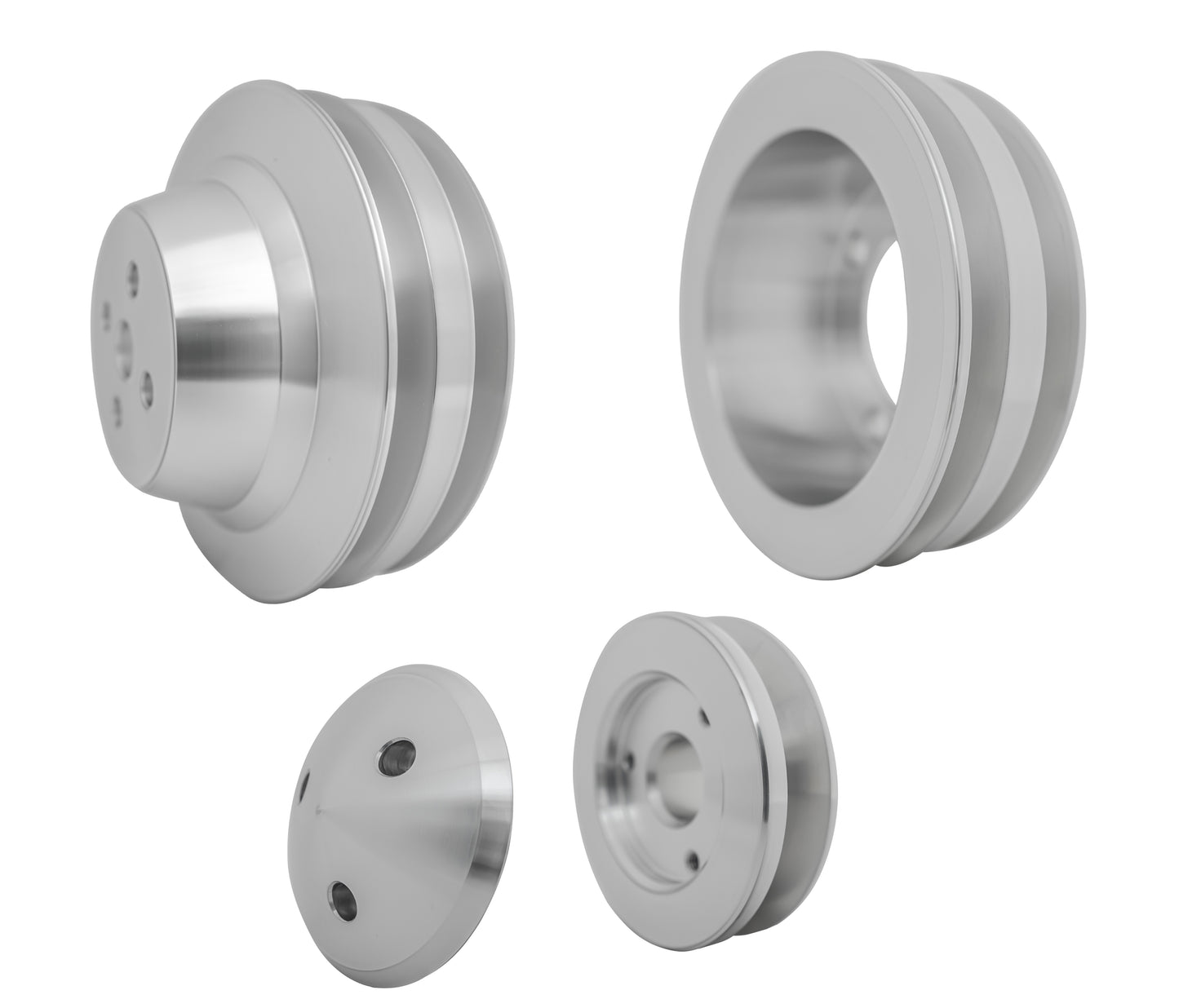Small Block Ford V-Belt Pulley Kit - 2V - 4 Bolt Late