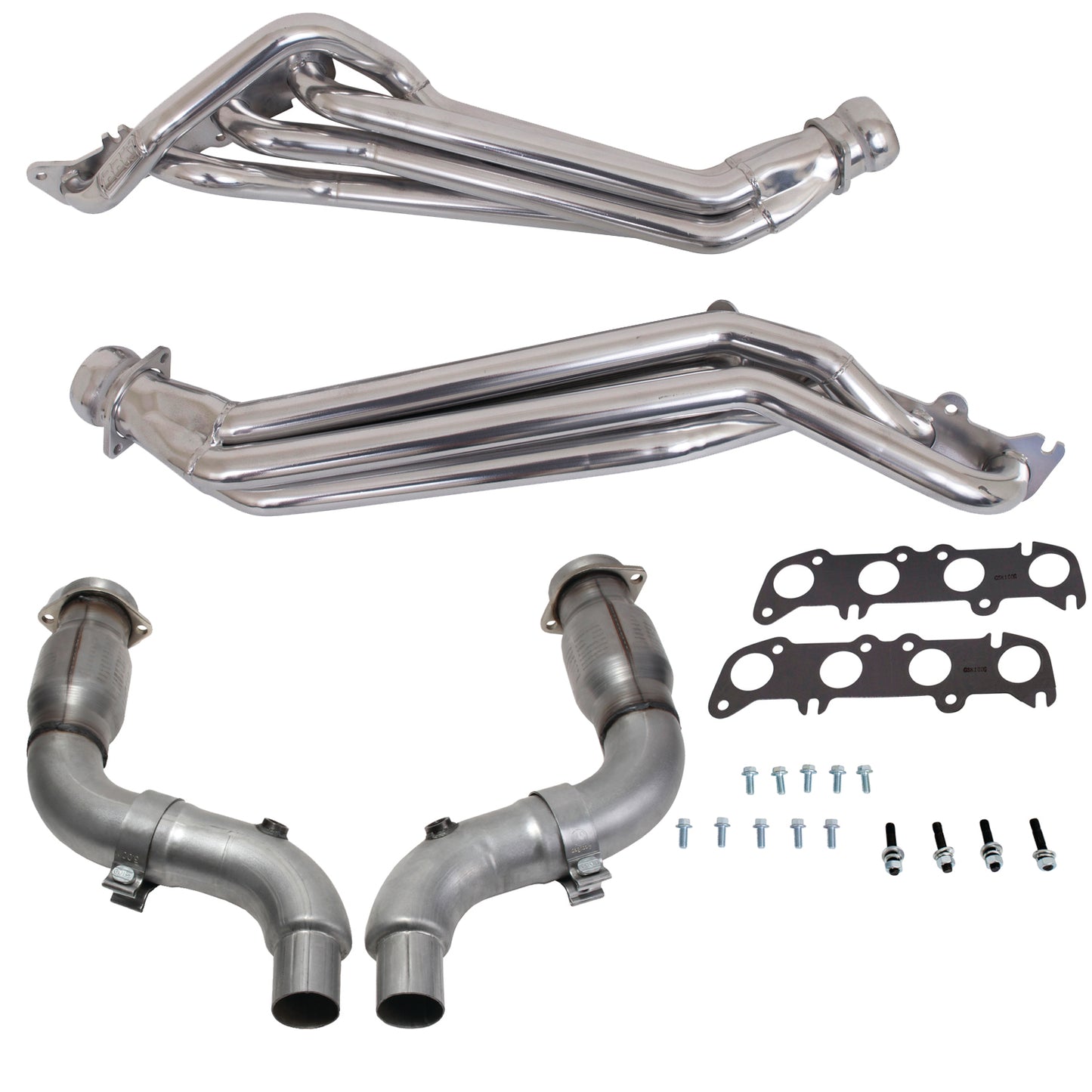 15-23 MUSTANG GT 1-3/4 LONG TUBE HEADERS PLUS SHORT MID PIPE (SILVER CERAMIC)