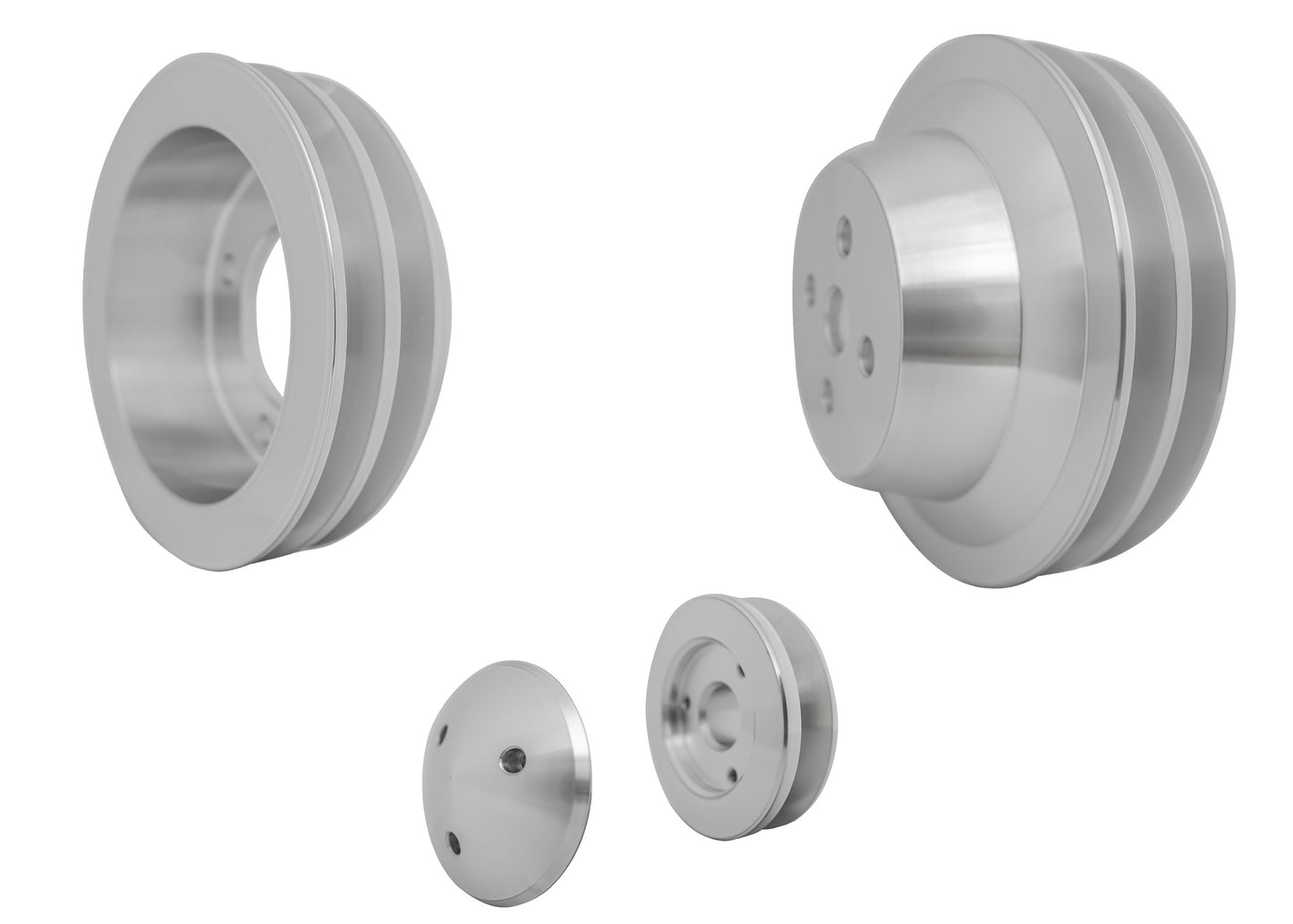 Small Block Ford V-Belt Pulley Kit - 2V - 4 Bolt - Late