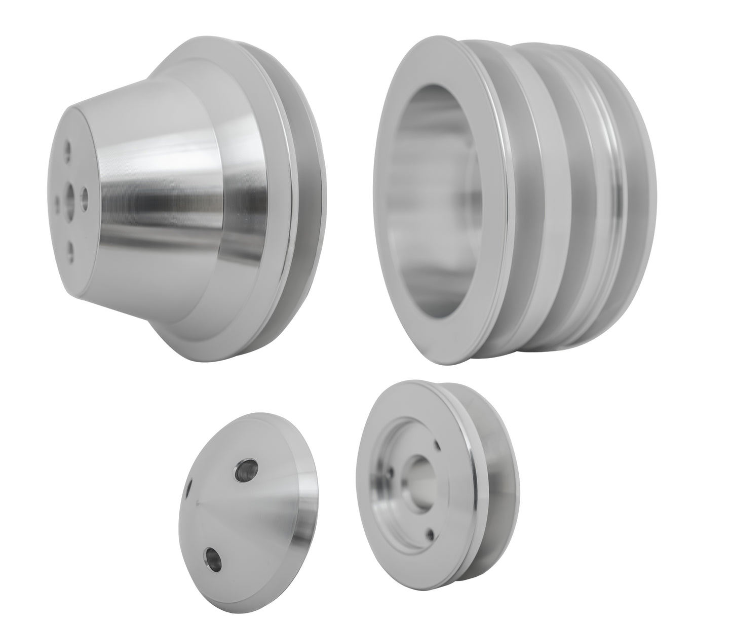 Small Block Ford V-Belt Pulley Kit - 2.5" - 4 Bolt - Late