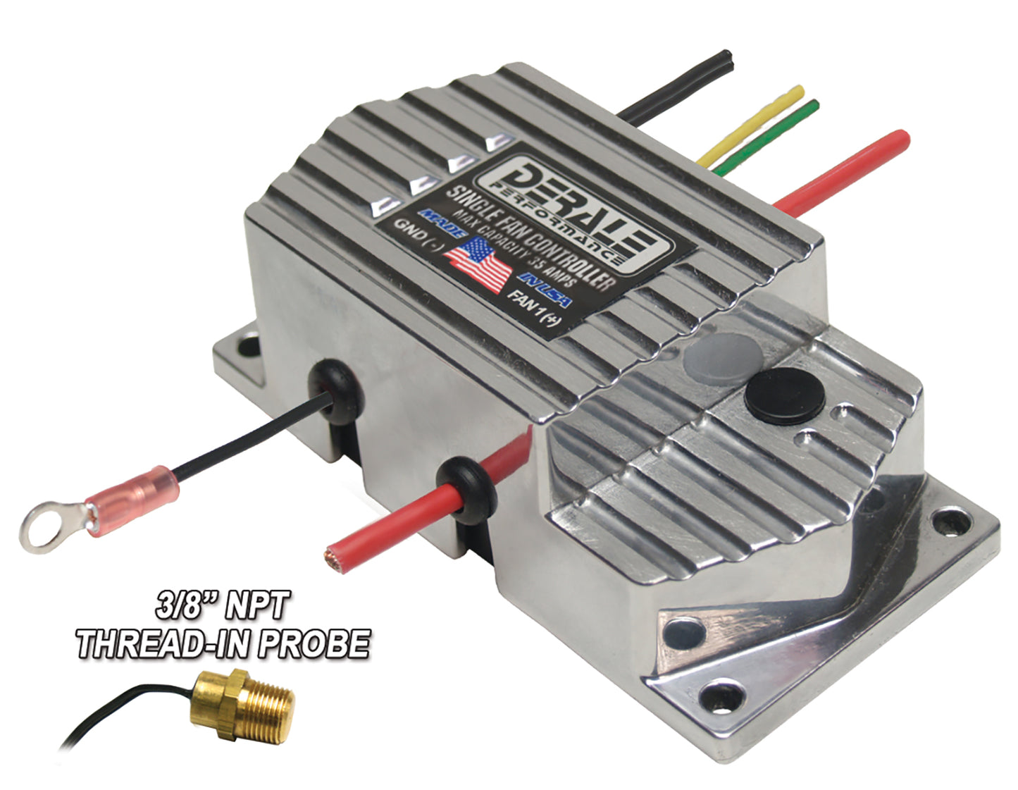 High Amperage Adjustable Single Electric Fan Controller 3/8" NPT Thread In Probe