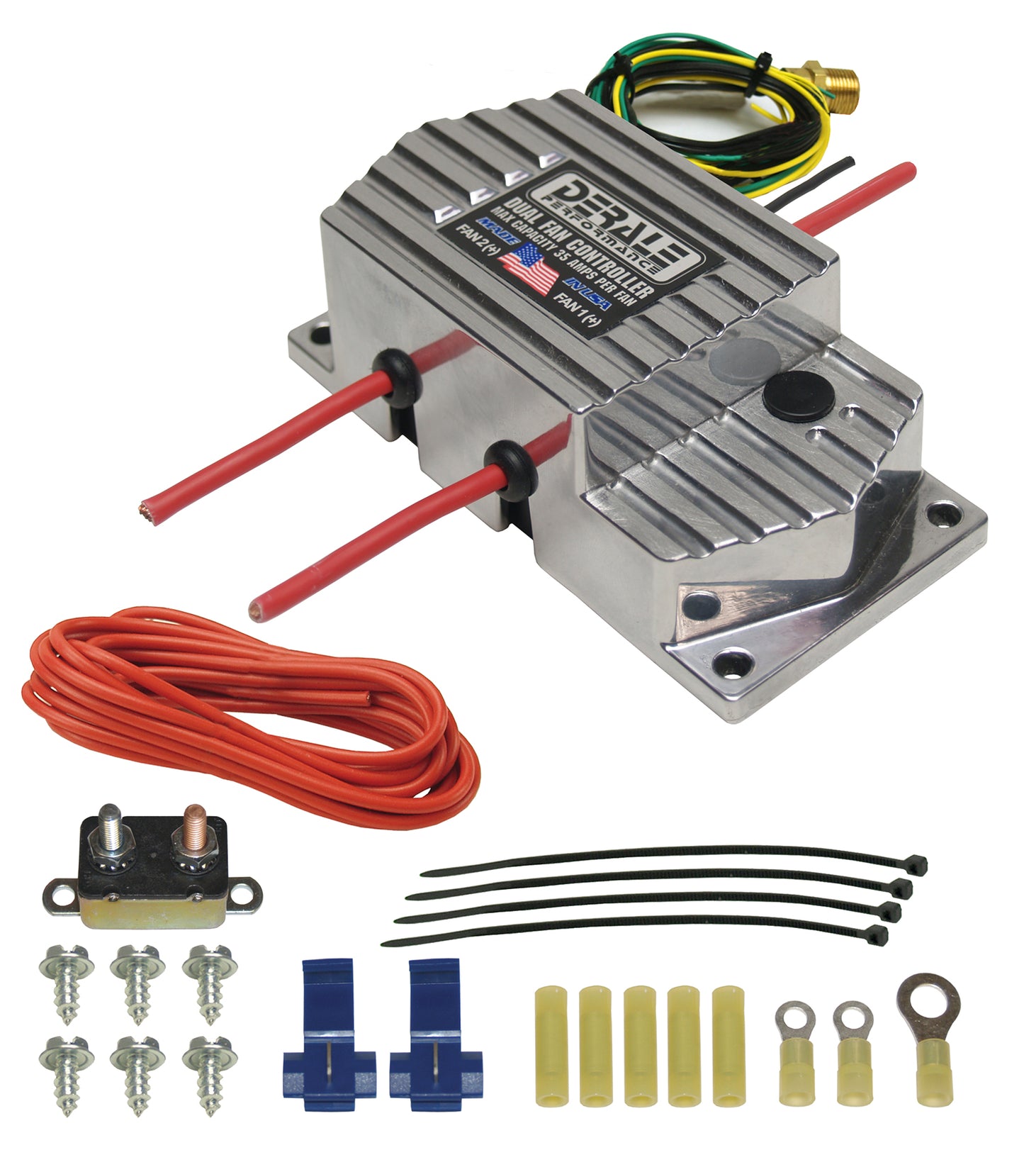 High Amperage Adjustable Dual Electric Fan Controller 3/8" NPT Thread In Probe