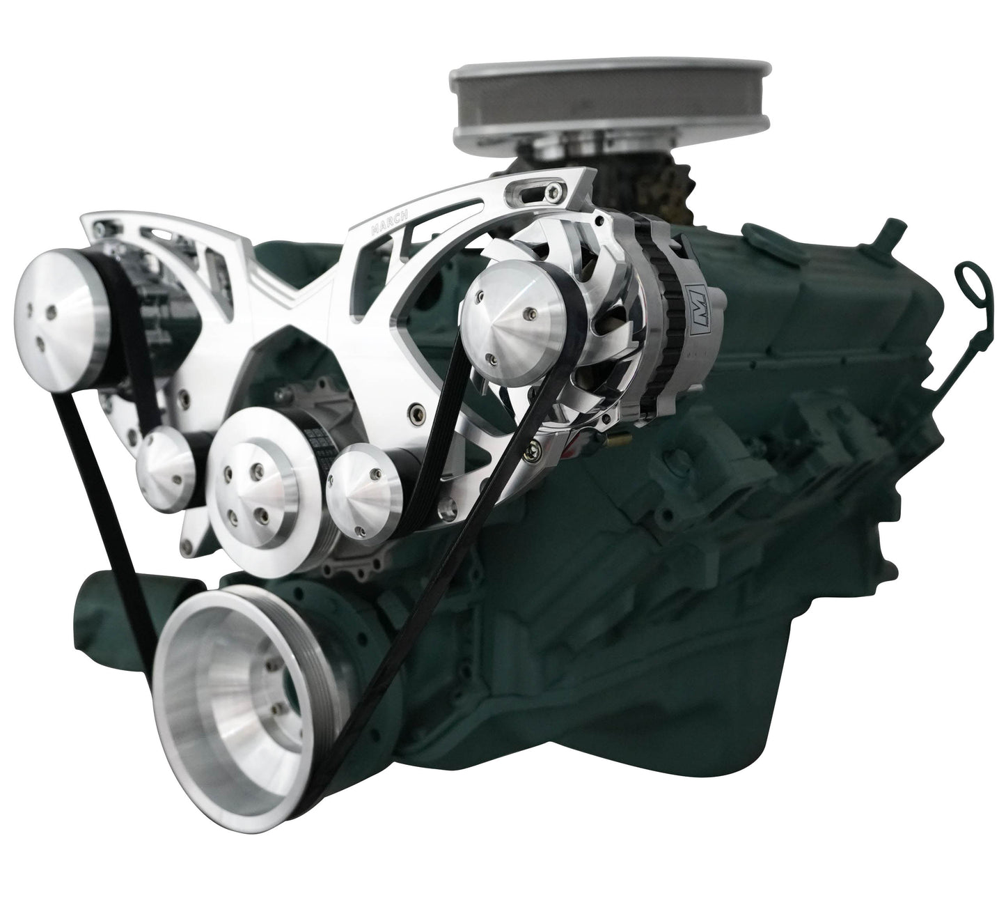 Big Block Buick Style Track Serpentine Kit - AC & ALT - Chrome