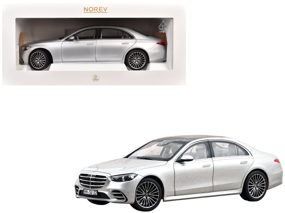 2021 Mercedes-Benz S-Class AMG Line Silver Metallic with Sunroof 1/18 Diecast Model Car by Norev free shipping USA