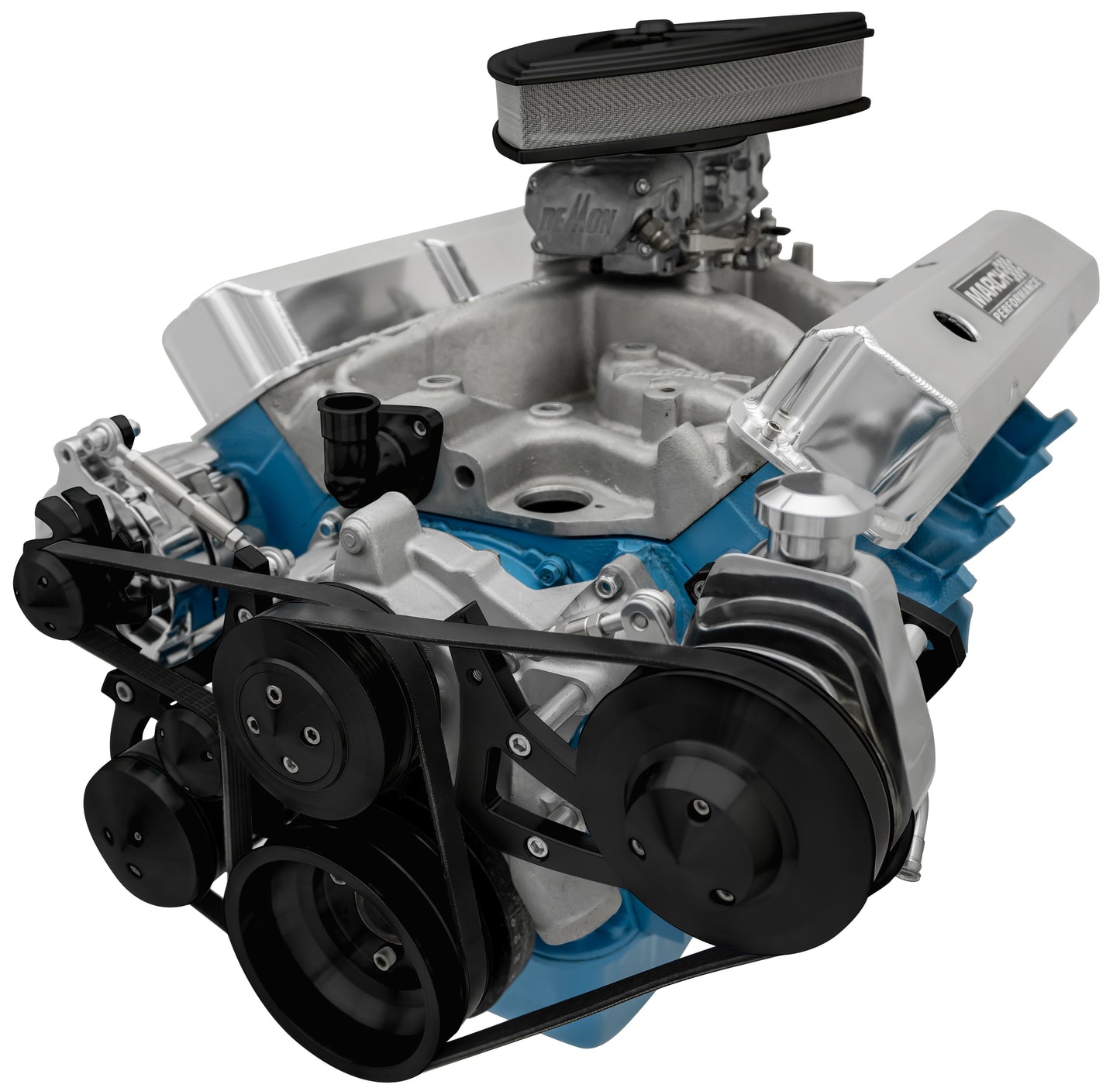 Ford FE Serpentine System - PS & AC - Black