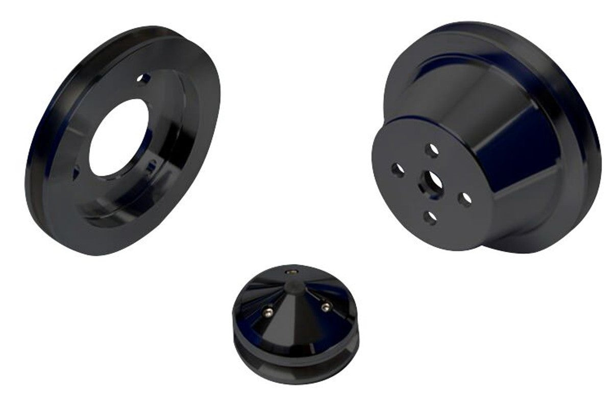 Ford FE V-Belt Pulley Kit - High Flow - Black