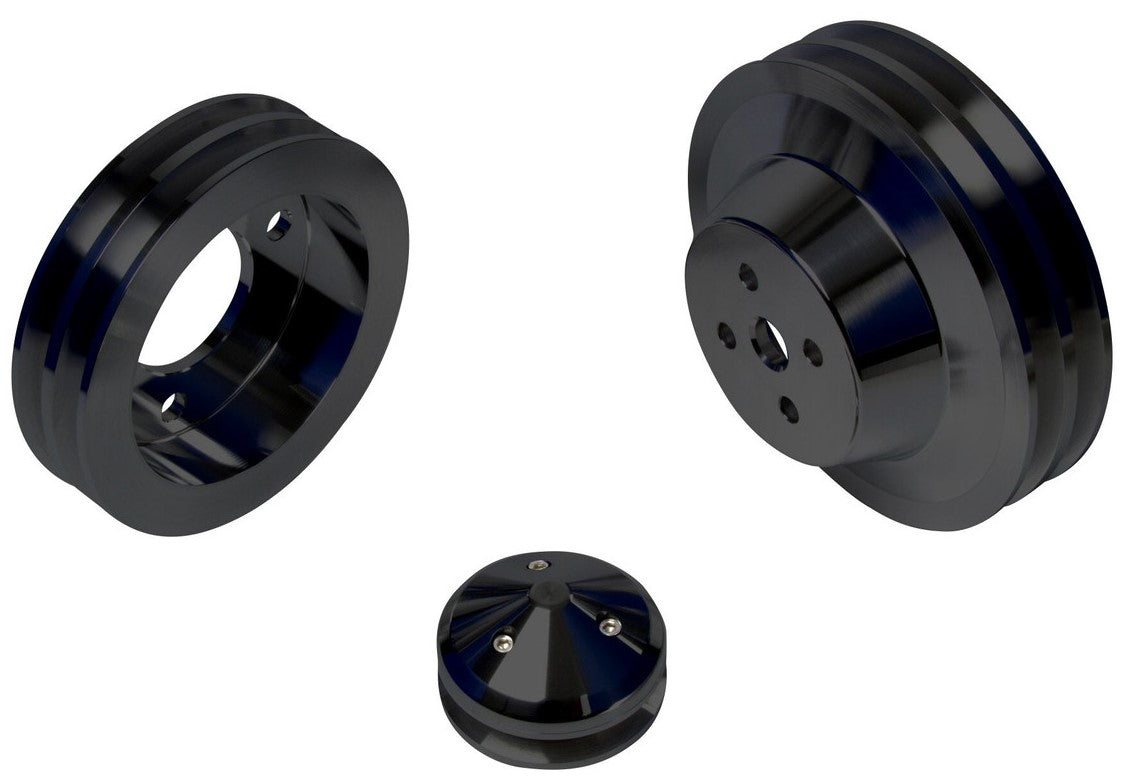 Ford FE V-Belt Pulley Kit - 2V - Black
