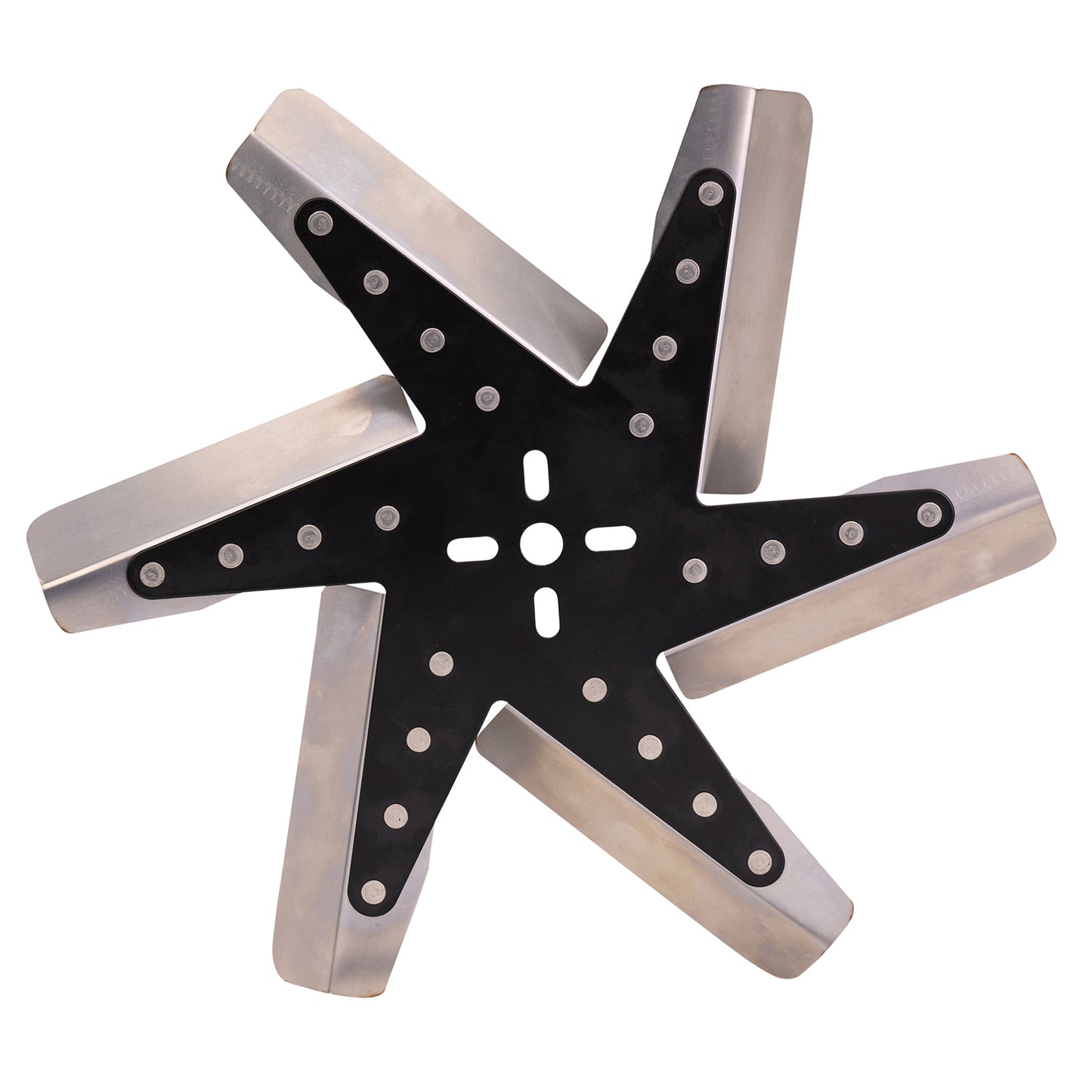 15" High Performance Stainless Steel Reverse Rotation Flex Fan Black Hub