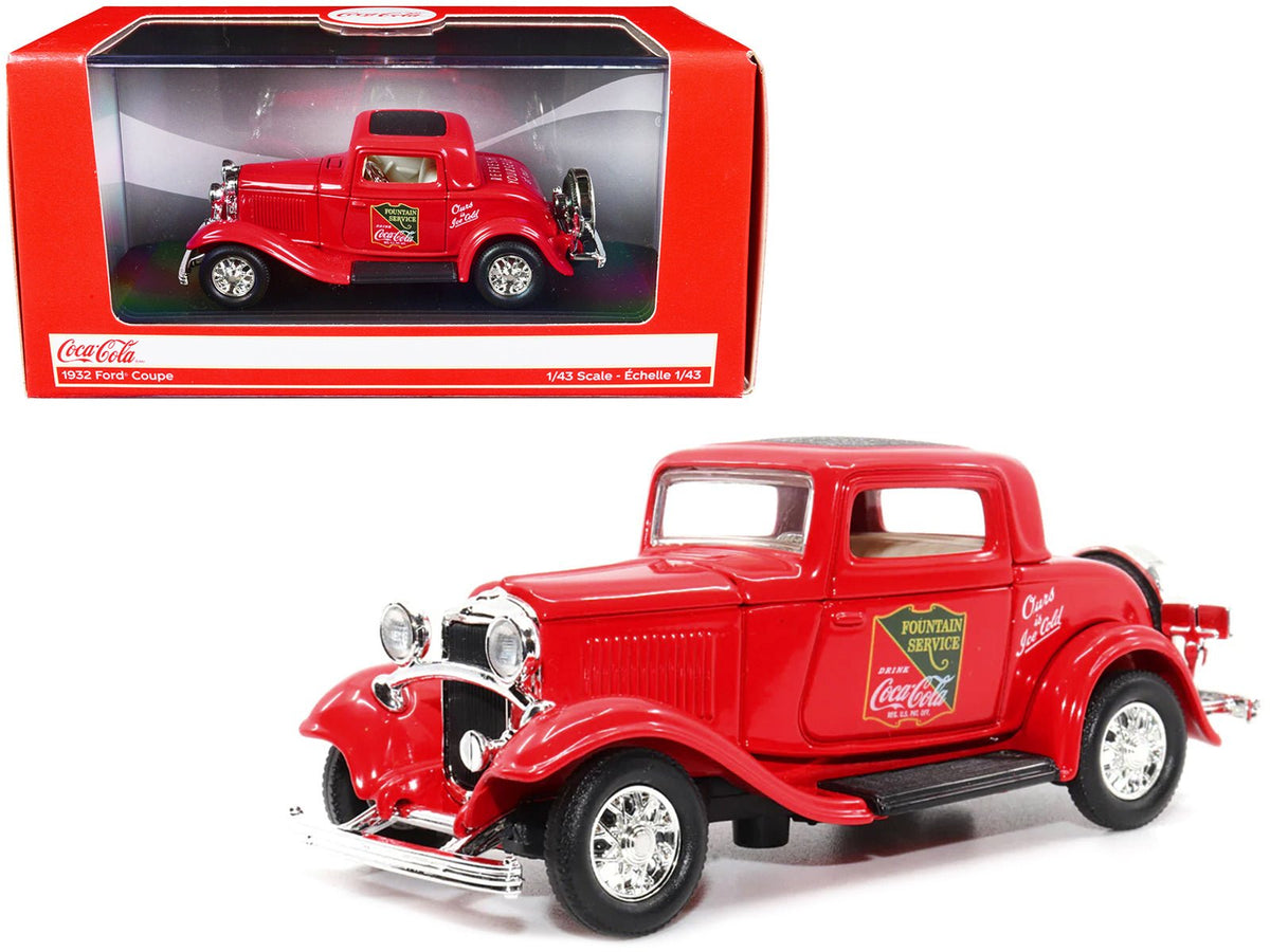 1932 Ford Coupe "Coca-Cola" Red with Black Top 1/43 Diecast Model Car by Motor City Classics free shipping USA