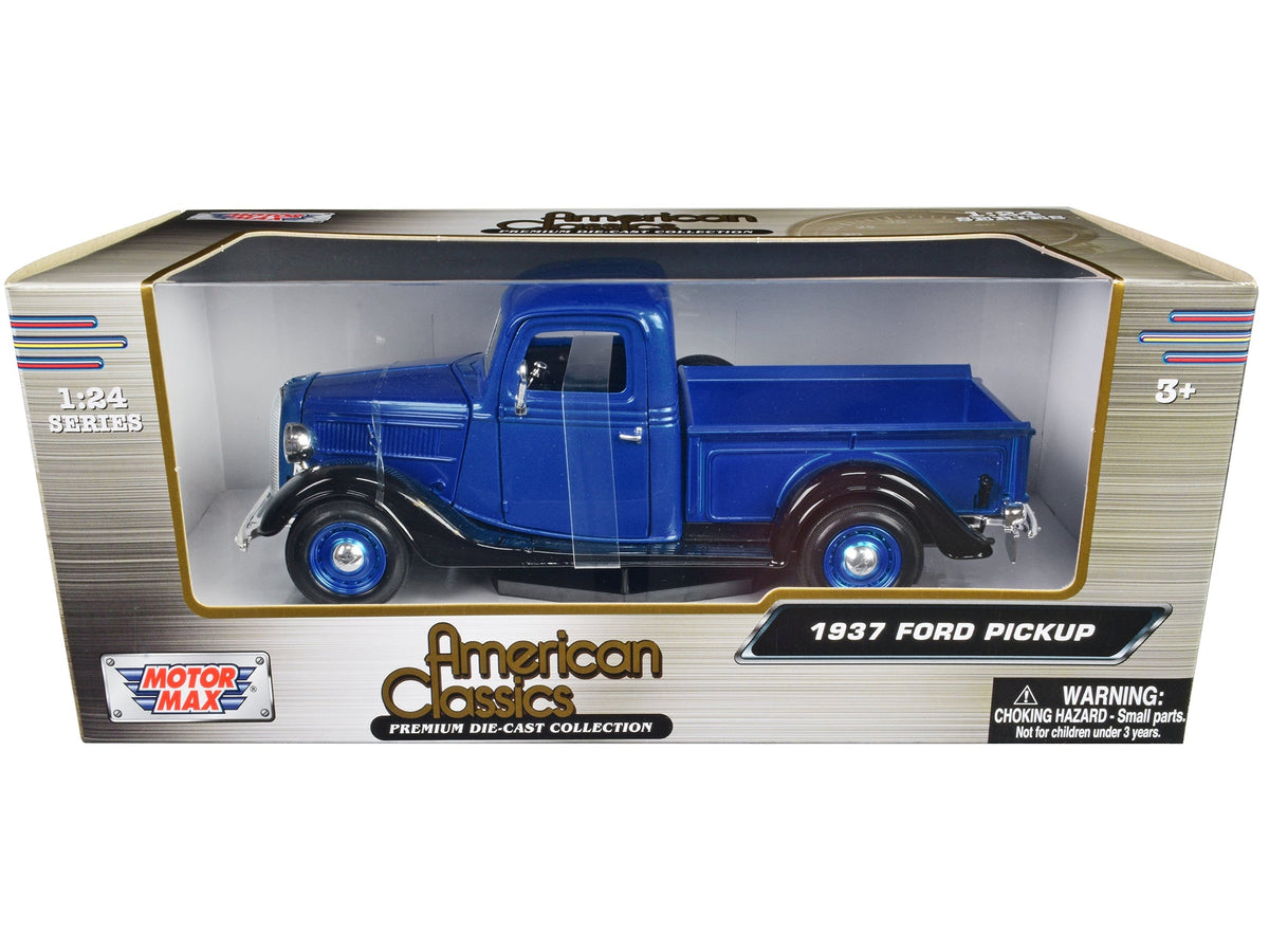1937 Ford Pickup Truck Blue Metallic and Black "American Classics" 1/24 Diecast Model Car by Motormax free shipping USA