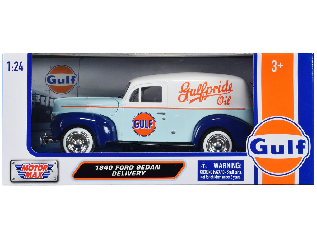 1940 Ford Sedan Delivery Light Blue and White "Gulf Oil-Gulfpride" "Gulf Die-Cast Collection" 1/24 Diecast Model Car by Motormax free shipping USA