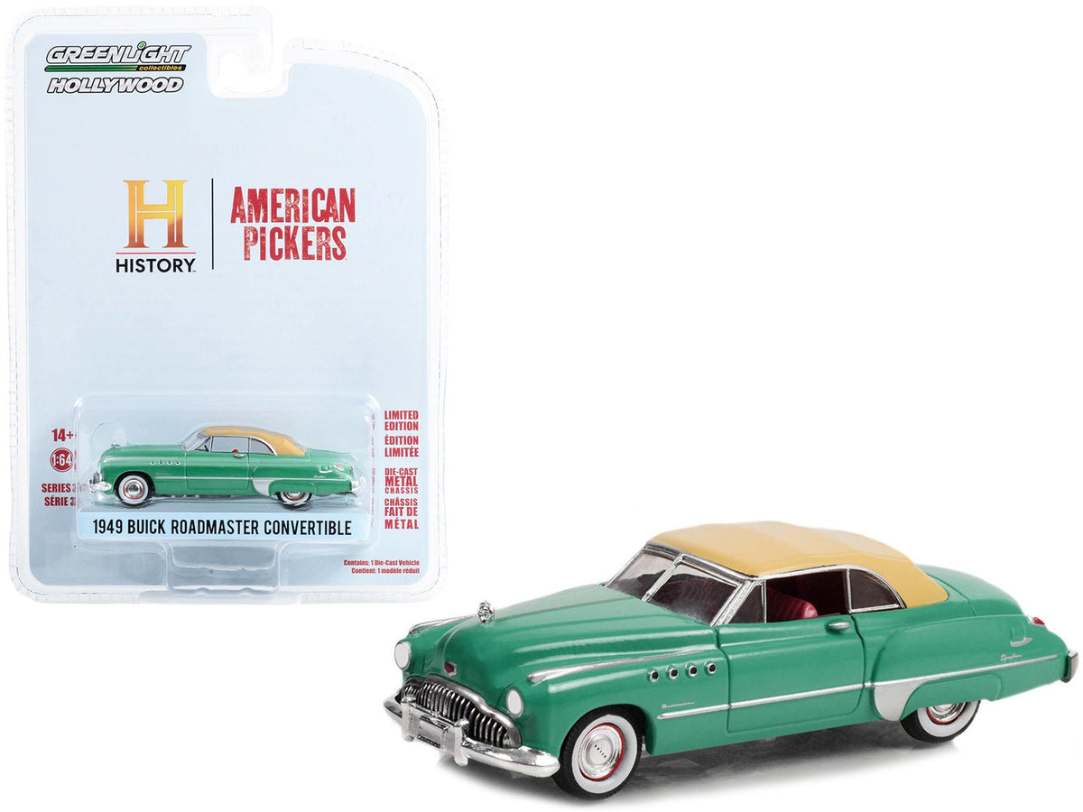1949 Buick Roadmaster Convertible Green with Tan Soft Top "American Pickers" (2010-Current) TV Series "Hollywood Series" Release 37 1/64 Diecast Model Car by Greenlight free shipping USA