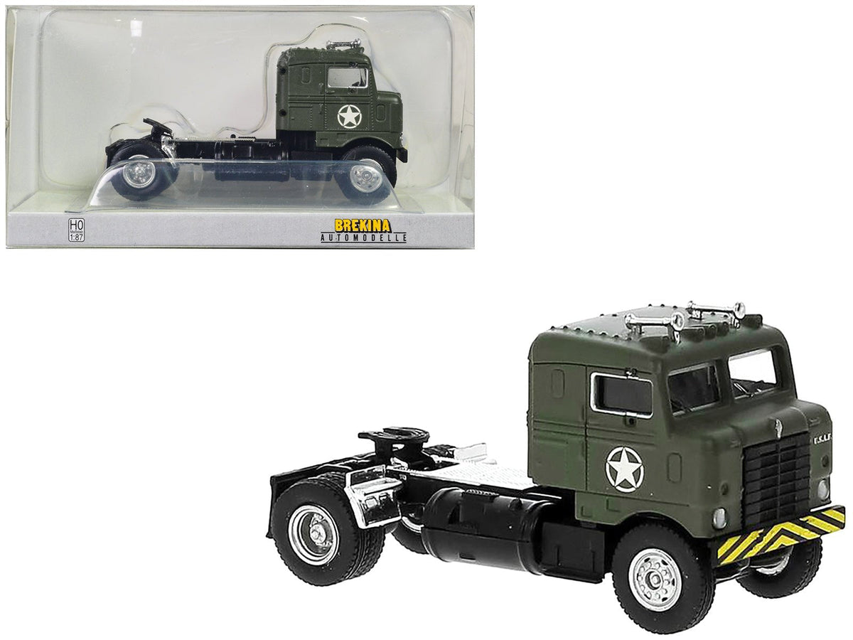 1950 Kenworth Bullnose Truck Tractor Olive Drab "United States Air Force" 1/87 (HO) Scale Model Car by Brekina free shipping USA