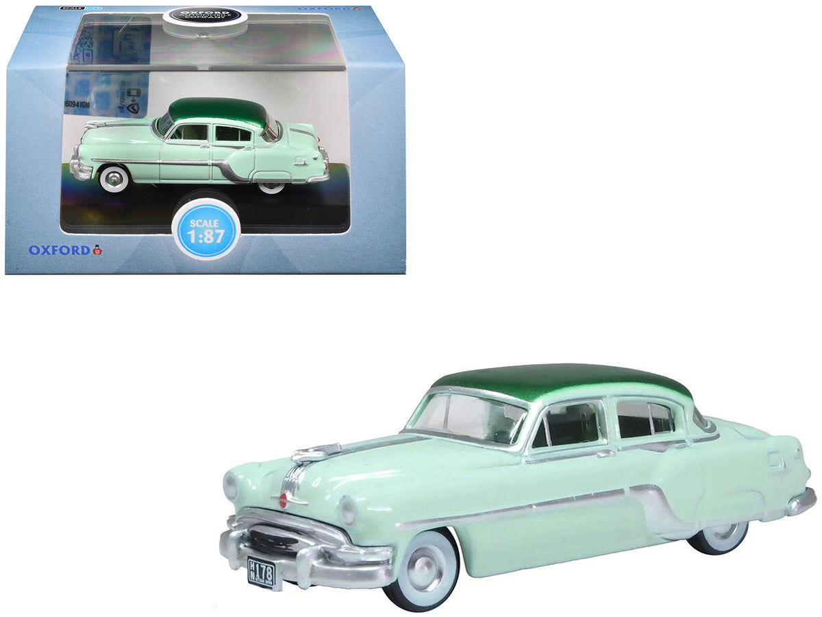 1954 Pontiac Chieftain 4 Door Shannon Green with Brookmere Green Top 1/87 (HO) Scale Diecast Model Car by Oxford Diecast free shipping USA