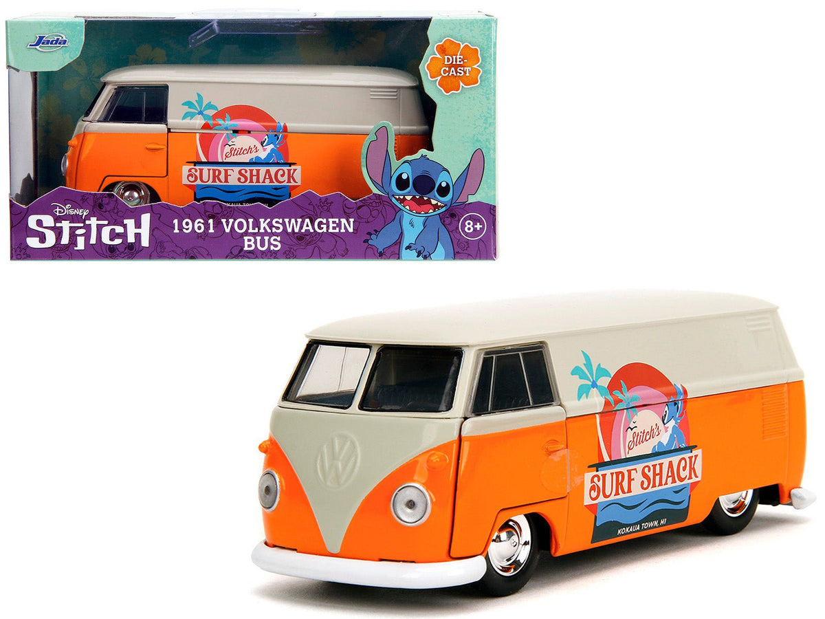 1961 Volkswagen Bus "Stitch's Surf Shack" Orange and Gray "Disney's Stitch" "Hollywood Rides" Series 1/32 Diecast Model Car by Jada free shipping USA