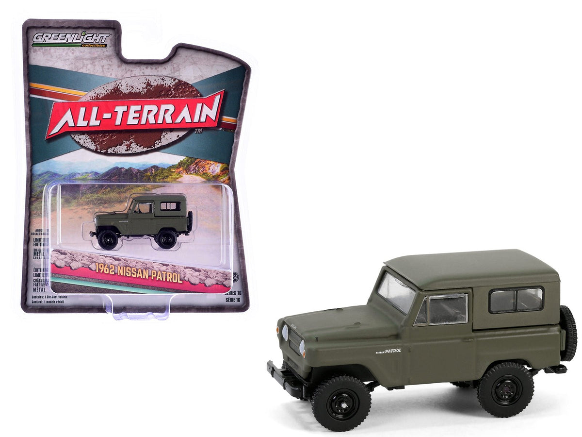 1962 Nissan Patrol Matt Olive Green "All Terrain" Series 16 1/64 Diecast Model Car by Greenlight free shipping USA