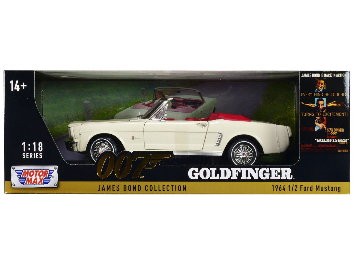 1964 1/2 Ford Mustang Convertible White with Red Interior James Bond 007 "Goldfinger" (1964) Movie "James Bond Collection" Series 1/18 Diecast Model Car by Motormax free shipping USA