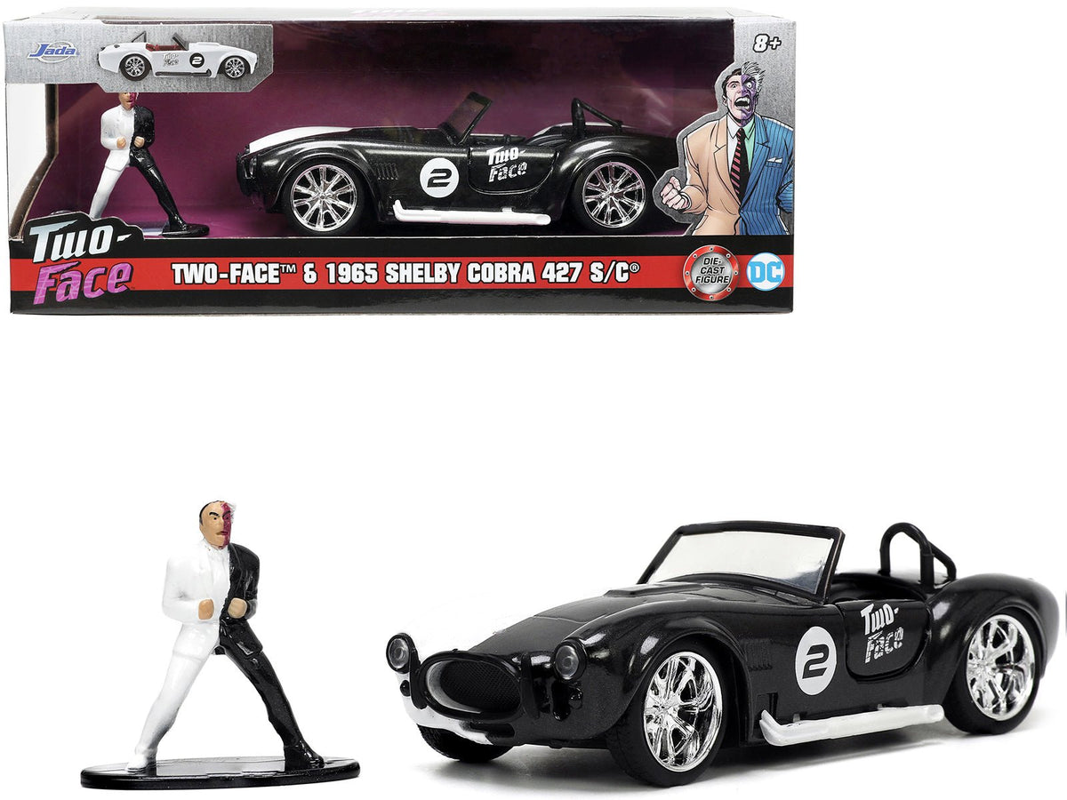 1965 Shelby Cobra 427 S/C #2 Black Metallic and White and Harvey Two-Face Diecast Figure "Batman" "Hollywood Rides" Series 1/32 Diecast Model Car by Jada free shipping USA