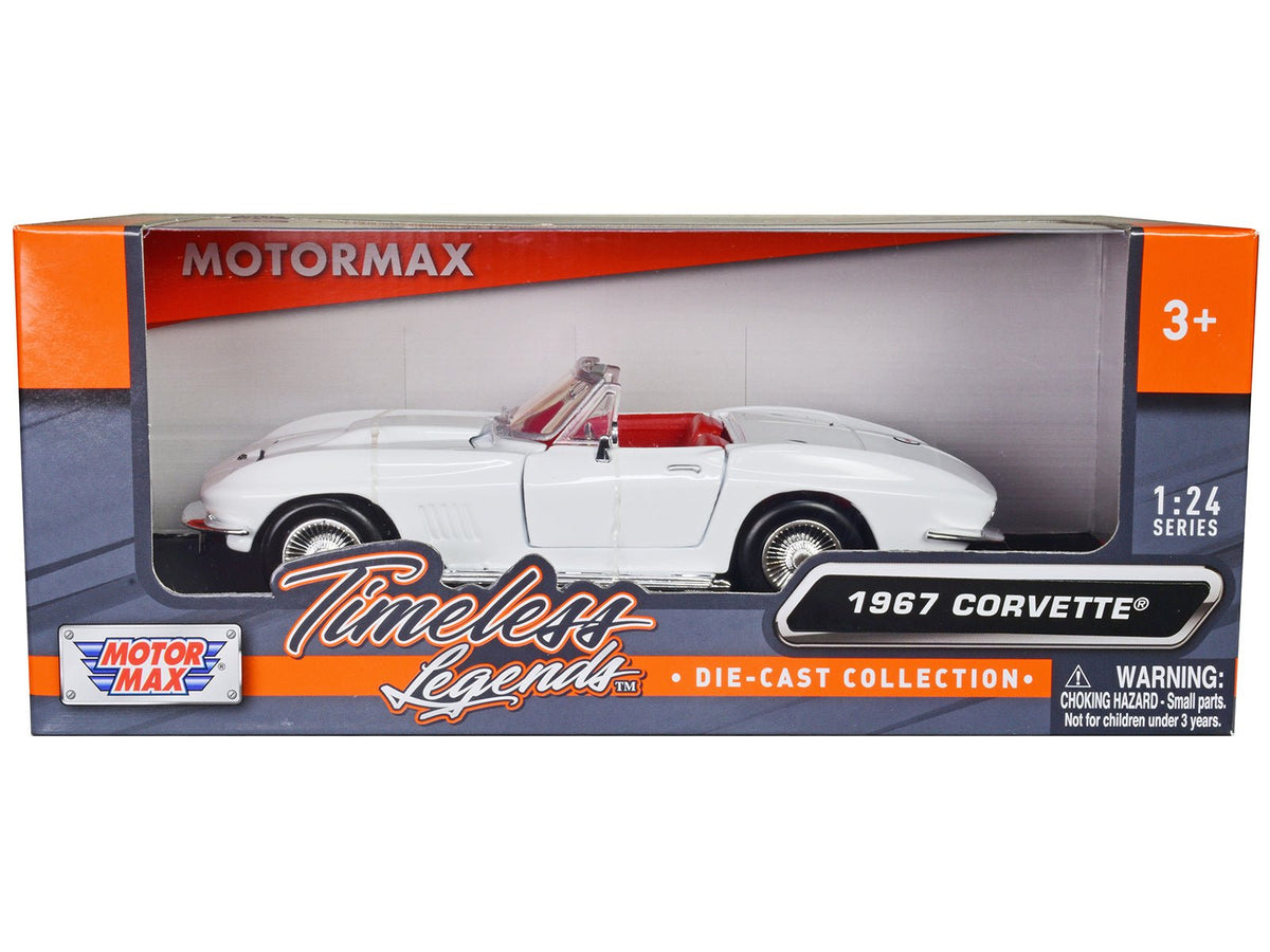 1967 Chevrolet Corvette C2 Convertible White with Red Interior "Timeless Legends" Series 1/24 Diecast Model Car by Motormax free shipping USA