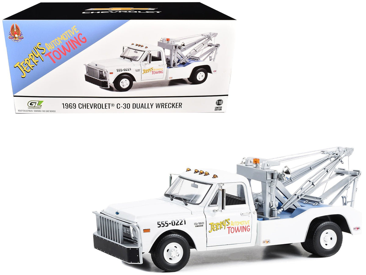 1969 Chevrolet C-30 Dually Wrecker Jerry’s Towing "Fall Guy Stuntman Association" "The Fall Guy" (1981-1986) TV Series 1/18 Diecast Model Car by Greenlight free shipping USA