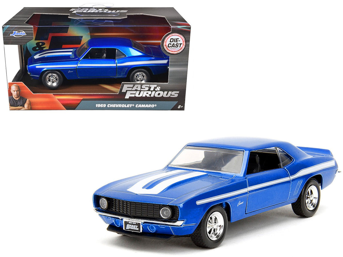 1969 Chevrolet Camaro Blue Metallic with White Stripes "2 Fast 2 Furious" (2003) Movie "Fast & Furious" Series 1/32 Diecast Model Car by Jada free shipping USA