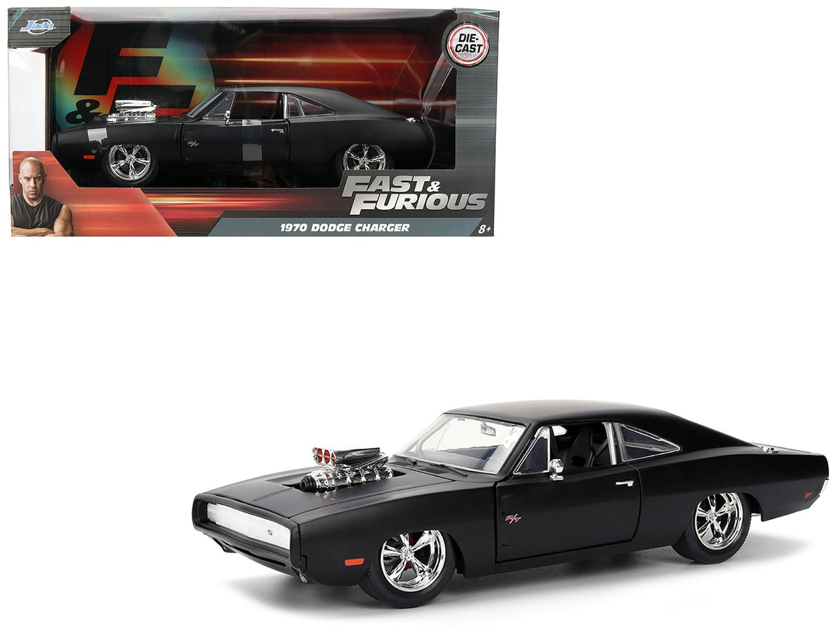 1970 Dodge Charger R/T Matt Black "Fast & Furious" (2009) Movie "Fast & Furious" Series 1/24 Diecast Model Car by Jada free shipping USA