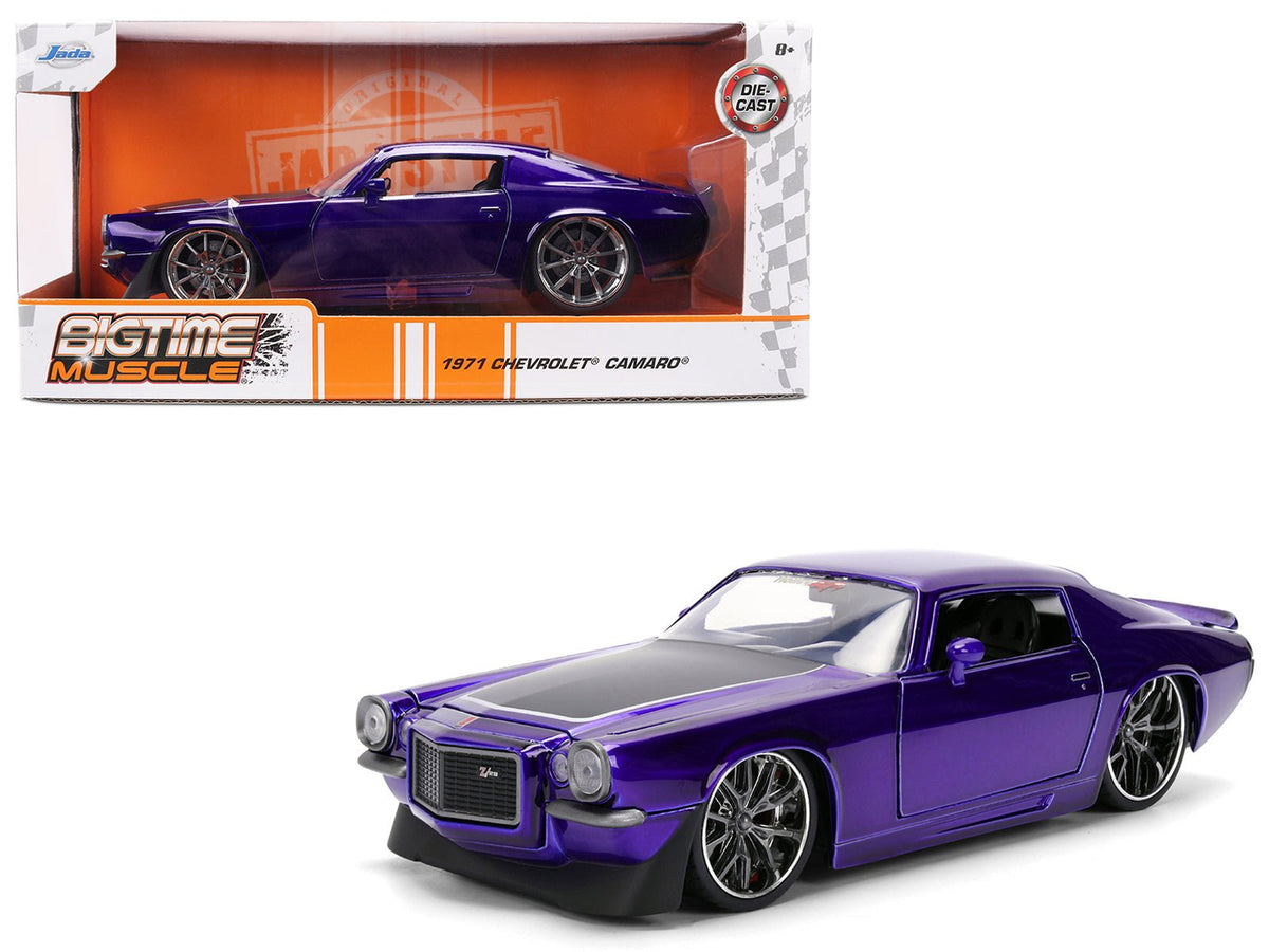 1971 Chevrolet Camaro Z/28 Purple Metallic with Black Hood "Bigtime Muscle" Series 1/24 Diecast Model Car by Jada free shipping USA