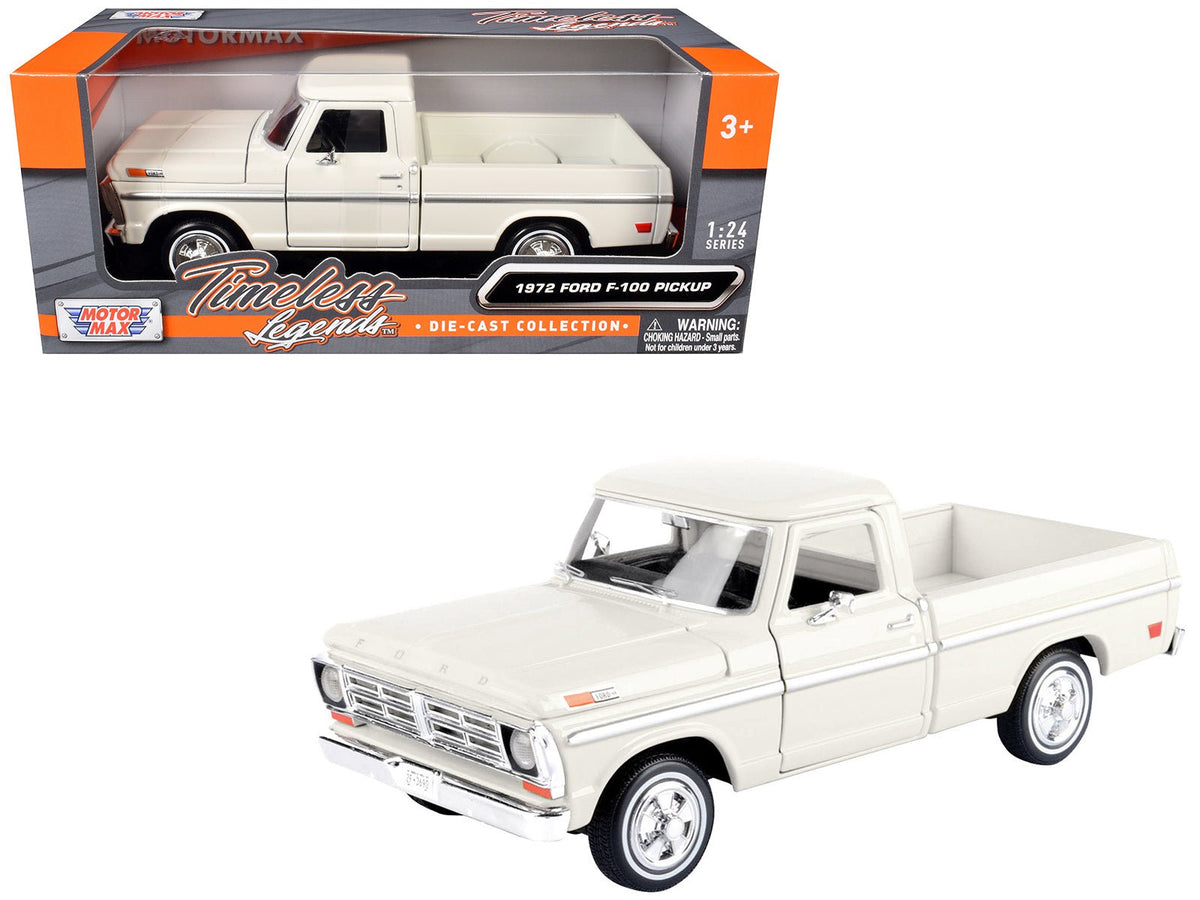 1972 Ford F-100 Pickup Truck Cream "Timeless Legends" Series 1/24 Diecast Model Car by Motormax free shipping USA