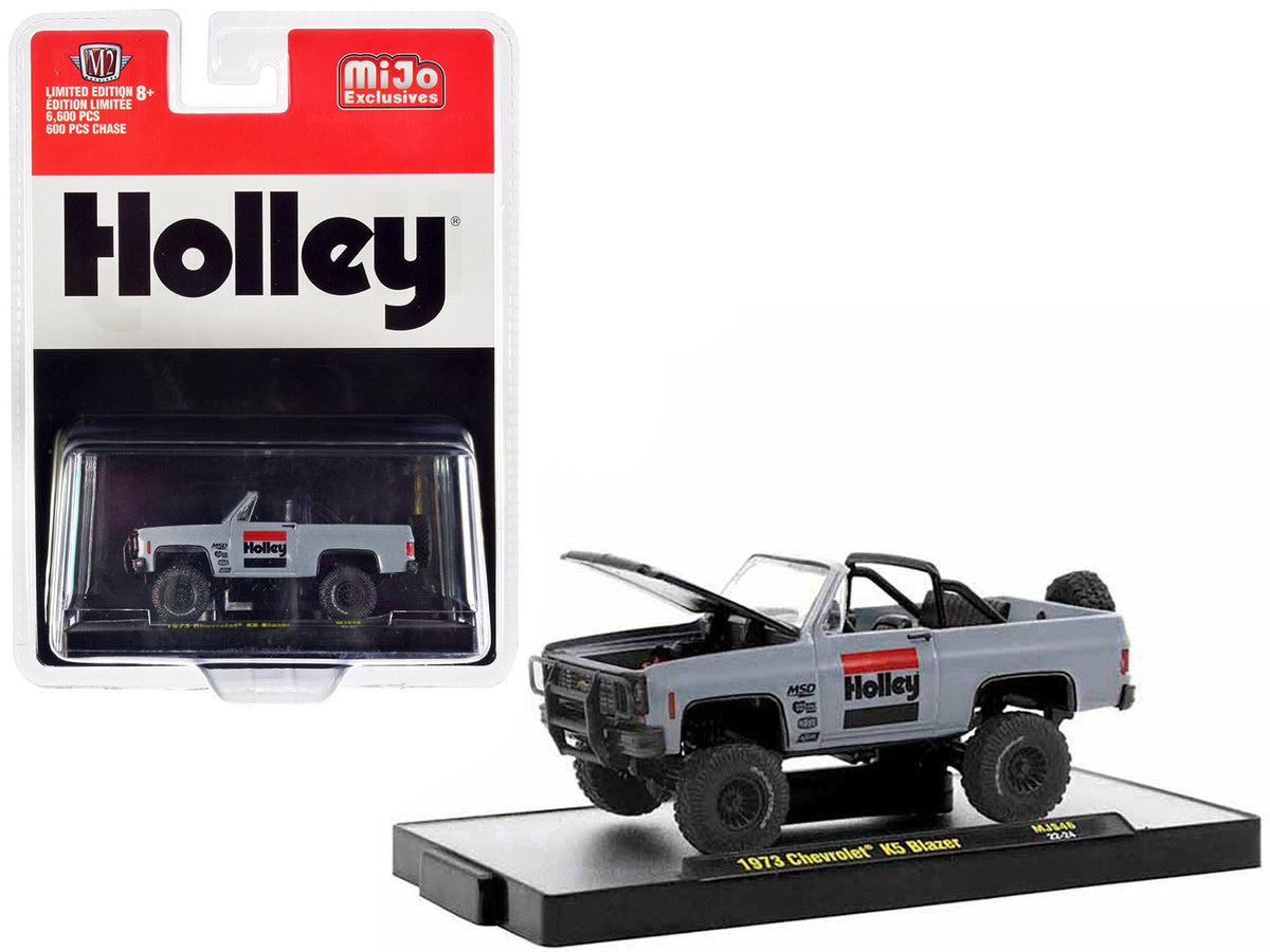 1973 Chevrolet K5 Blazer Open Top "Holley" Gray with Black Hood Limited Edition to 6600 pieces Worldwide 1/64 Diecast Model Car by M2 Machines free shipping USA