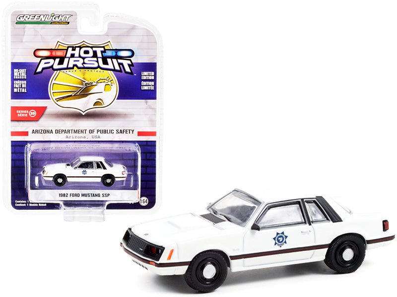 1982 Ford Mustang SSP White "Arizona Department of Public Safety" "Hot Pursuit" Series 39 1/64 Diecast Model Car by Greenlight free shipping USA