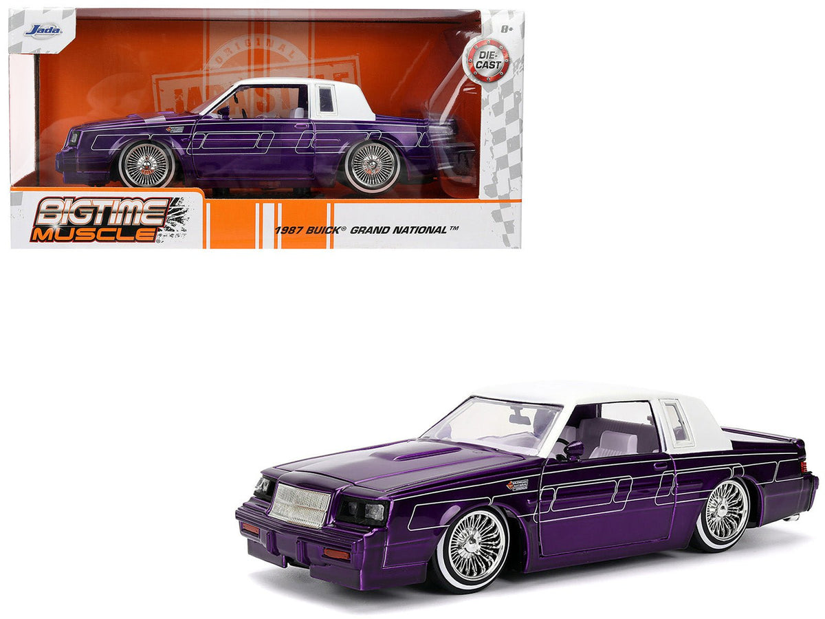 1987 Buick Grand National Candy Purple with Graphics and White Top and Interior "Bigtime Muscle" Series 1/24 Diecast Model Car by Jada free shipping USA
