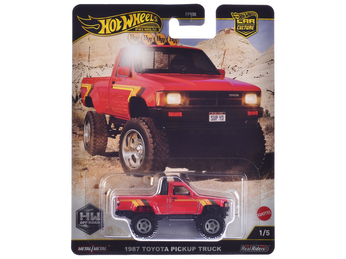 1987 Toyota Pickup Truck Red with Stripes "HW Off Road" Series Diecast Model Car by Hot Wheels free shipping USA