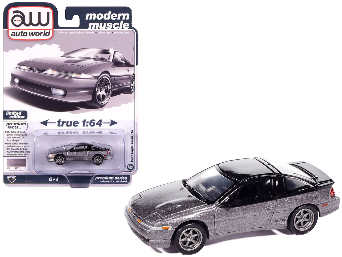1991 Eagle Talon TSi Medium Quartz Metallic with Black Top "Modern Muscle" Series 1/64 Diecast Model Car by Auto World free shipping USA