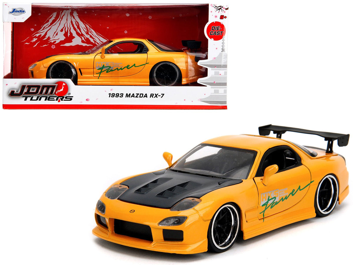 1993 Mazda RX-7 "HKS Power" Yellow with Carbon Hood "JDM Tuners" Series 1/24 Diecast Model Car by Jada free shipping USA