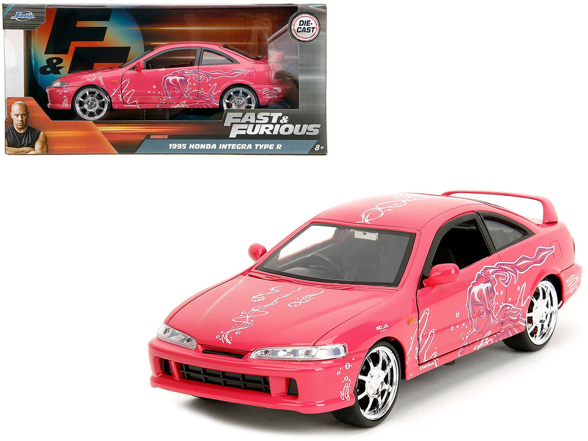 1995 Honda Integra Type R Pink with Graphics "Fast & Furious Remix" Series 1/24 Diecast Model Car by Jada free shipping USA