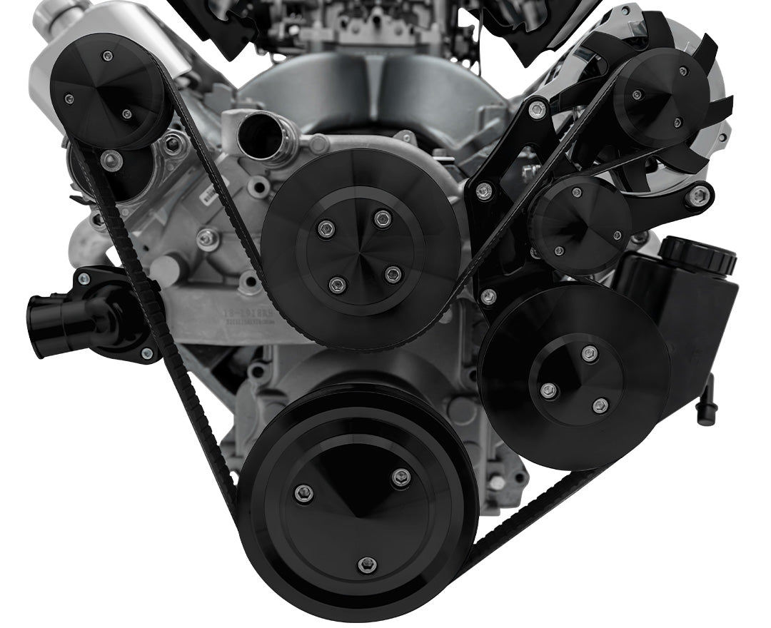 Chevy LS Pro Track Serpentine System - PS & ALT - Black