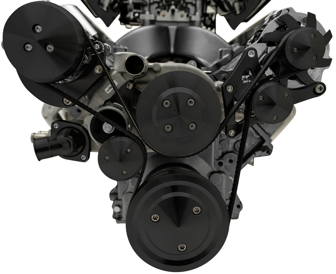 Chevy LS Pro Track Serpentine System - AC & ALT - Black